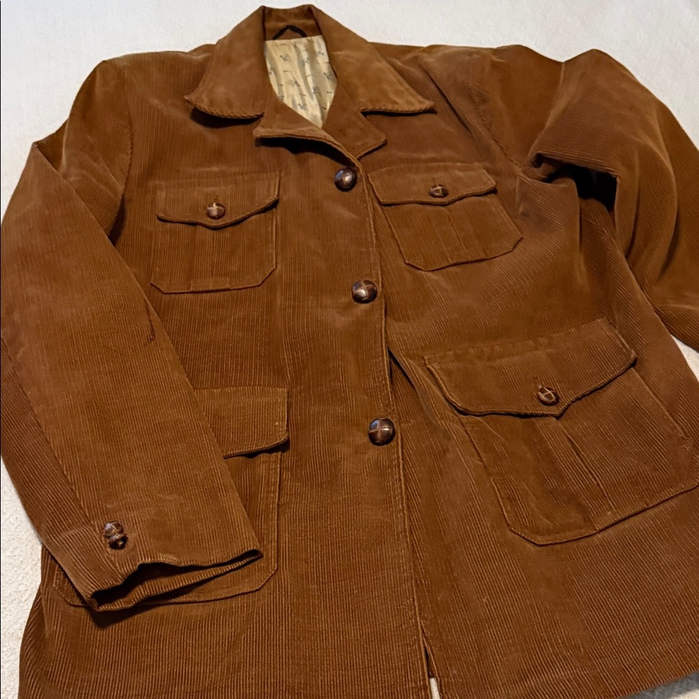 Classic Vintage Brown Corduroy Utility Jacket